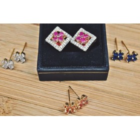 Interchangeable Gemstone Diamond Stud Earrings